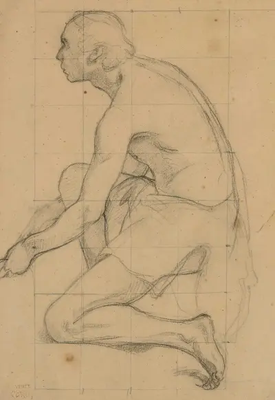 Étude d’homme agenouillé av Jean-Baptiste-Camille Corot