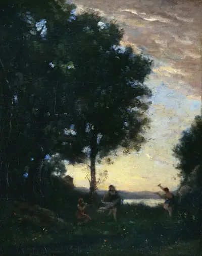 Faunes et nymphes dansant (Fauns and Nymphs Dancing) av Jean-Baptiste-Camille Corot