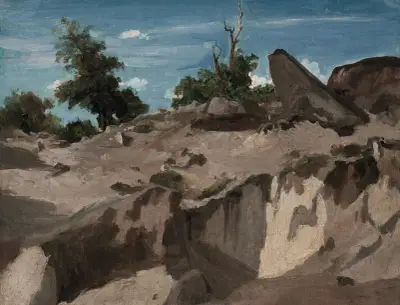 Forêt de Fontainebleau – Au plateau brûlé av Jean-Baptiste-Camille Corot