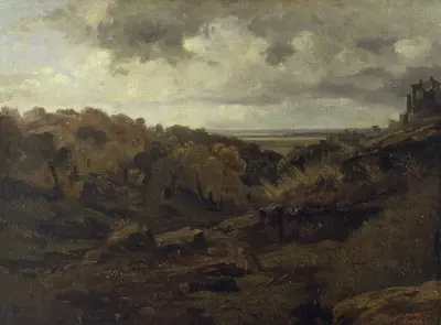 Italian Landscape near Marino in Autumn av Jean-Baptiste-Camille Corot