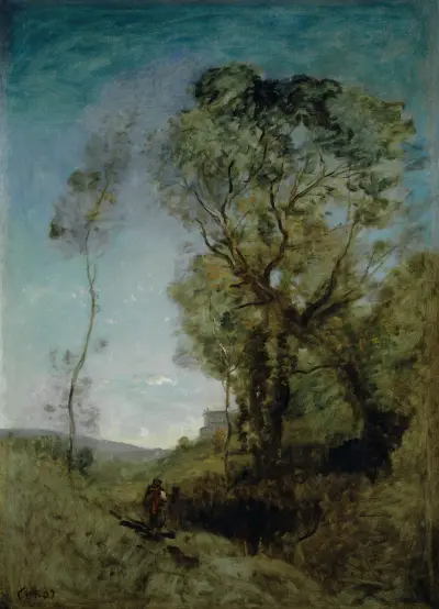 Italienische Villa hinter Pinien The Italian Villa behind the Pines av Jean-Baptiste-Camille Corot