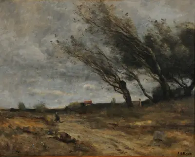 Le Coup de vent av Jean-Baptiste-Camille Corot