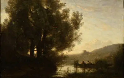 Le Passage de la rivière av Jean-Baptiste-Camille Corot