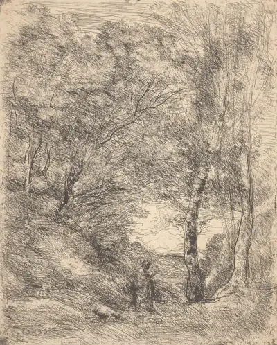 Les jardins d’Horace (The Gardens of Horace) av Jean-Baptiste-Camille Corot