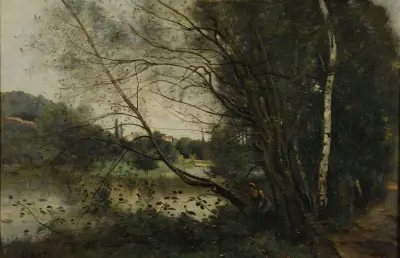 L’étang à l’arbre penché av Jean-Baptiste-Camille Corot