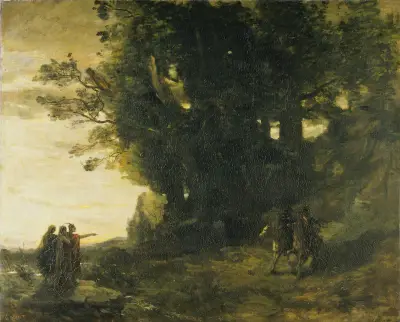 Macbeth, paysage (Macbeth, Landscape) av Jean-Baptiste-Camille Corot