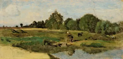 Pastures In The Sarthe av Jean-Baptiste-Camille Corot