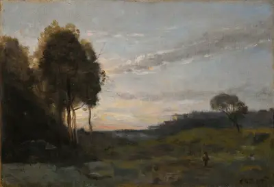 Personage Dans Un Paysage av Jean-Baptiste-Camille Corot
