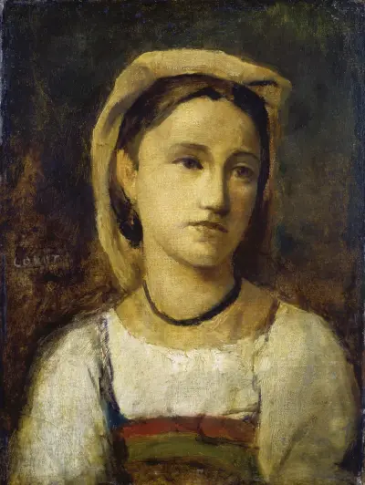 Portrait of an Italian Girl av Jean-Baptiste-Camille Corot