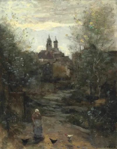 Semur, Le Chemin De L’église av Jean-Baptiste-Camille Corot