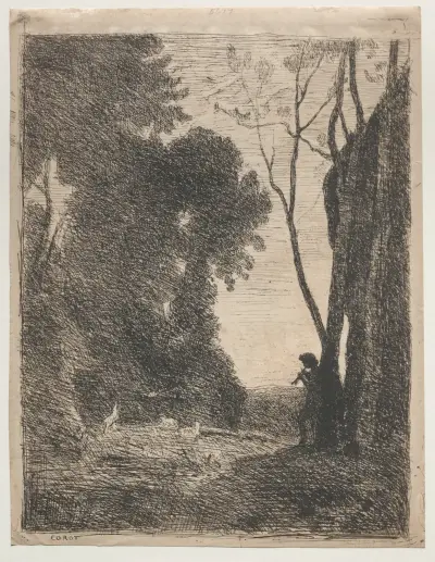The Little Shepherd, 1855 – nr 1 av Jean-Baptiste-Camille Corot