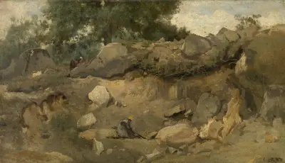 The Quarry of Chaise-Marie at Fontainebleau av Jean-Baptiste-Camille Corot