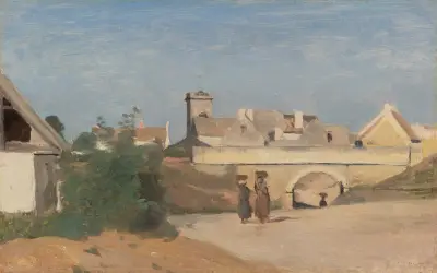 Un Faubourg De Ville av Jean-Baptiste-Camille Corot