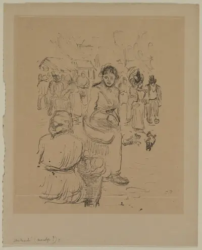 At the Market av Camille Pissarro