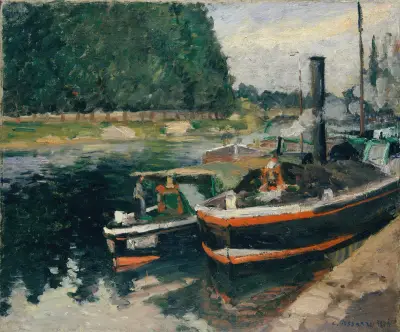 Barges at Pontoise av Camille Pissarro