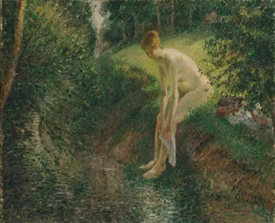 Bather in the Woods av Camille Pissarro