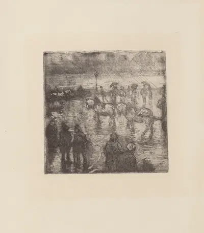Effet de pluie, Place de la République, Rouen av Camille Pissarro
