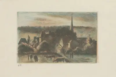 Église et ferme d’Eragny – nr 1 av Camille Pissarro