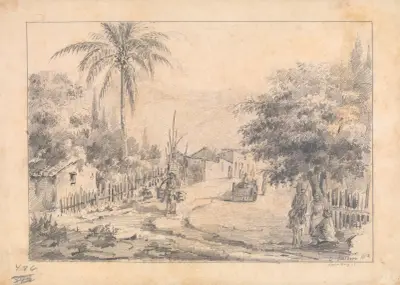 En landsbygade, Venezuela Caracas 1853 av Camille Pissarro