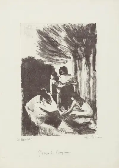 Groupe de baigneuses av Camille Pissarro
