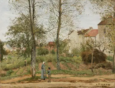 Houses at Bougival (Autumn) av Camille Pissarro
