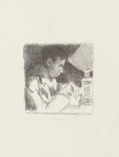 Jeune homme écrivant (portrait de Rodo) av Camille Pissarro