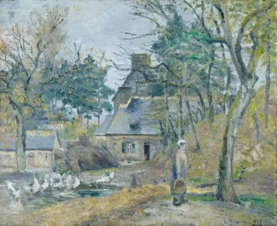 Der Bauernhof in Montfoucault von Camille Pissarro