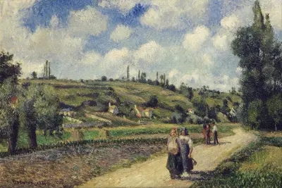 Landscape near Pontoise, the Auvers Road av Camille Pissarro