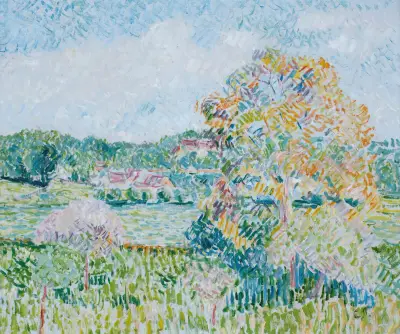 Le Grand Noyer À Eragny, Automne av Camille Pissarro