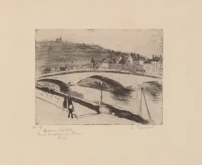 Le pont de pierre, à Rouen av Camille Pissarro