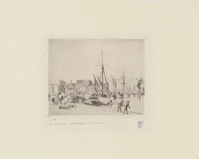 Le port près la douane à Rouen av Camille Pissarro
