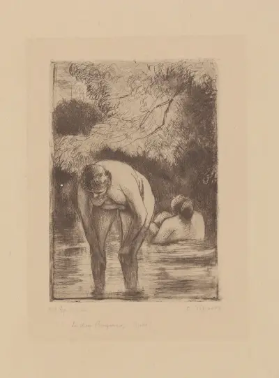 Les deux baigneuses av Camille Pissarro