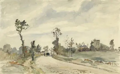 Louveciennes, Route de Saint-Germain av Camille Pissarro