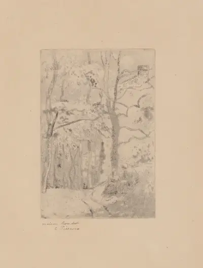 Maison Rondest à L’Hermitage (Pontoise) av Camille Pissarro
