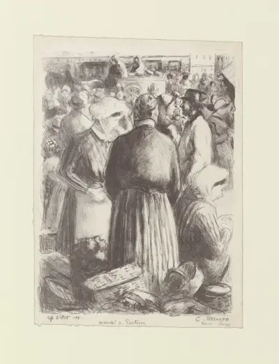 Marché à Pontoise av Camille Pissarro