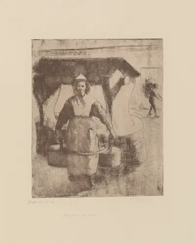 Paysanne au puits av Camille Pissarro