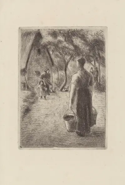 Paysanne portant des seaux av Camille Pissarro