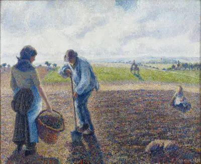 Paysans dans les champs, Éragny (Peasants in the Fields, Éragny) av Camille Pissarro