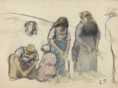 Pea Harvesters (recto) av Camille Pissarro