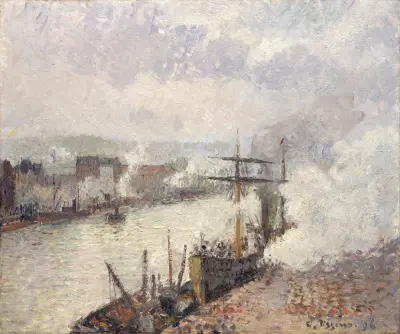 Steamboats in the Port of Rouen av Camille Pissarro