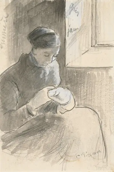 The Mender av Camille Pissarro