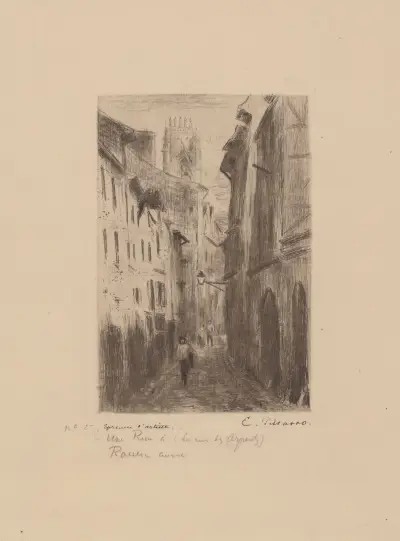 Une rue à Rouen (rue des Arpents) av Camille Pissarro