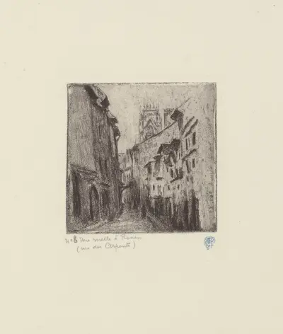 Une ruelle à Rouen (rue des Arpents) av Camille Pissarro