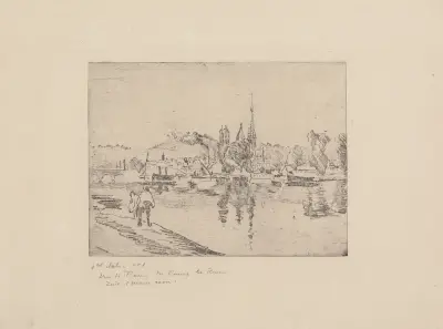 Vue de Rouen, cours la Reine, 1884 av Camille Pissarro