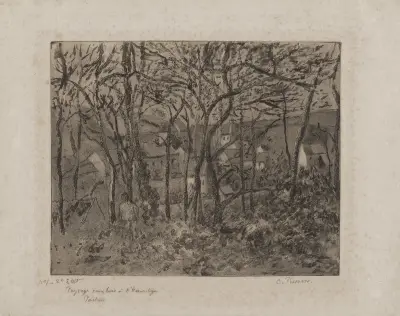 Wooded Landscape at the Hermitage av Camille Pissarro