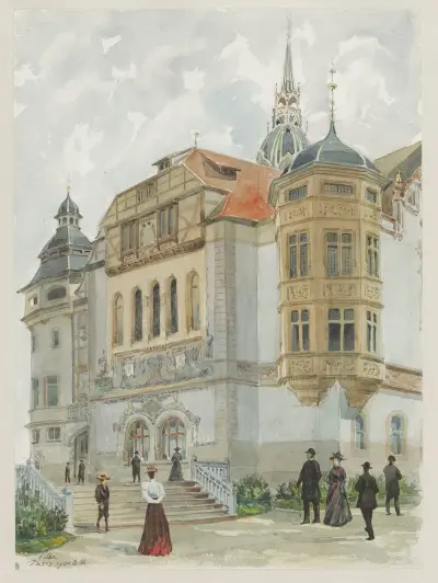 Vue latérale du Pavillon de l’Allemagne av Camille Piton