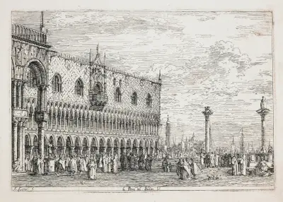 La Piera del Bando (The Proclamation Stone, Venice) av Canaletto