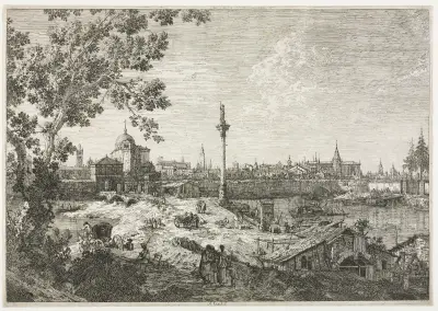 Panorama of a City on a River av Canaletto