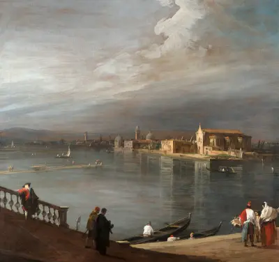 San Cristoforo, San Michele, and Murano from the Fondamenta Nuove, Venice av Canaletto