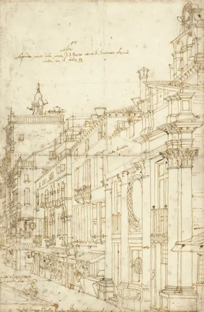 The Campo S. Basso; The North Side with the Church av Canaletto